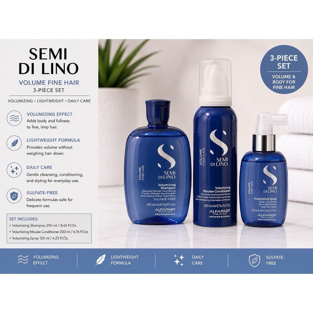 Alfaparf Semi Di Lino Volume Set Shampoo Conditioner Spray